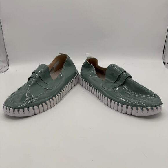 Ilse Jacobsen Tulip 3865 Loafer Womens 38 Green Patent Slip On Flat Shoes Casual - Picture 8 of 11